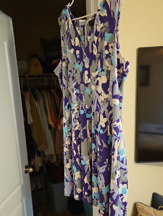 Lane Bryant Dresses & Skirts - Lane Bryant Purple Floral Midi Dress with Blue and Cream Accents